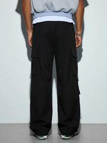 Modcrash Men's Casual Lightweight Multi-Pocket Cargo Pants, Fashionable Workwear Trousers For Spring & Autumn - Black - View 2