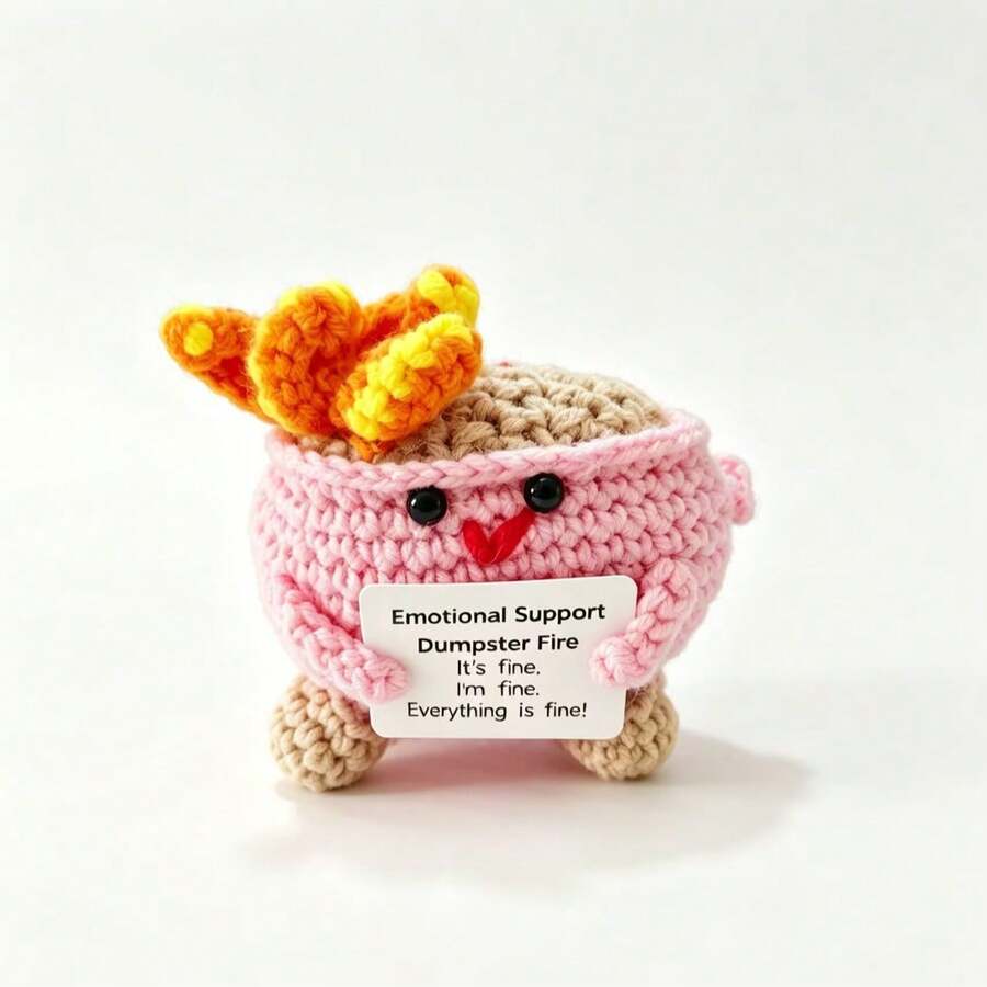 1pc Hand-Crocheted Emotional Trash Can Flame Provides Comfortable Warmth And Encouragement-This Is The Perfect Easter Gift For My Wife Or Any Stressed Family Member. - Multicolor - View 1