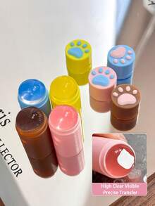 Novo Carimbo de Arte de Unhas em Formato de Pata de Gato Fofo Mini de Silicone, Ferramenta Portátil de Transferência de Imagem de Impressão de Arte de Unhas, Adequado para Iniciantes, Salões e Uso Doméstico - Multicolorido - Visão 1