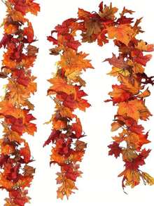 1/2pcs 66.93" Artificial Hanging Vine, Autumn Maple Leaf Garland Wall Hanging, Suitable For Autumn Theme Party, Halloween, Home And Staircase Wall Decoration, Indoor/Outdoor And Garden Autumn Decor - Multicolor - View 1