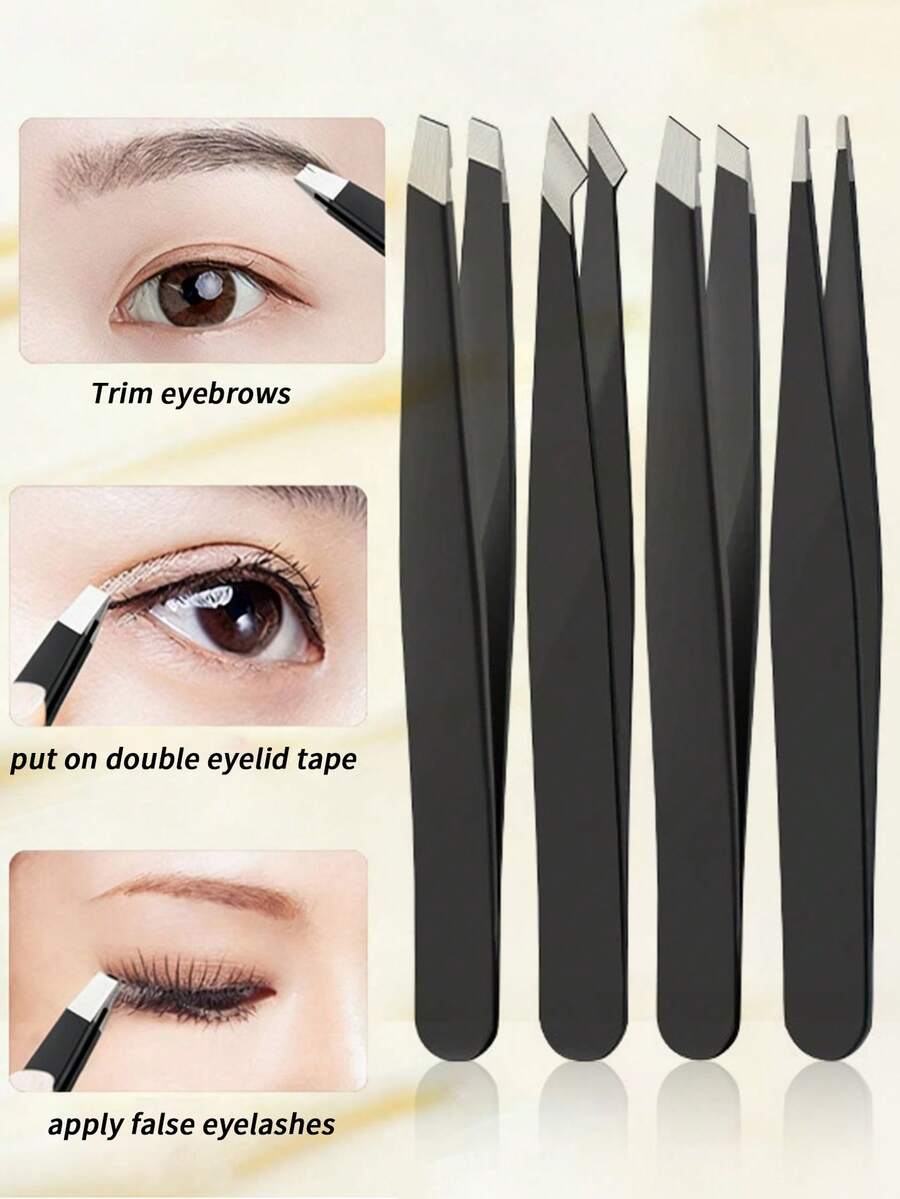 4/1pc Professional Tweezers Set, Mini Travel Tweezers, Precise Tweezers For Facial Hair Grooming And Eyebrow Shaping, Best Tweezers For Sensitive Skin