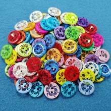 50/100pcs Mixed Color Flower Buttons Translucent Resin Round Buttons DIY Decorative Buttons Handmade Craft Supplies Clothing Sewing Knitting Accessories (Size: 1.35cm) - A - View 6