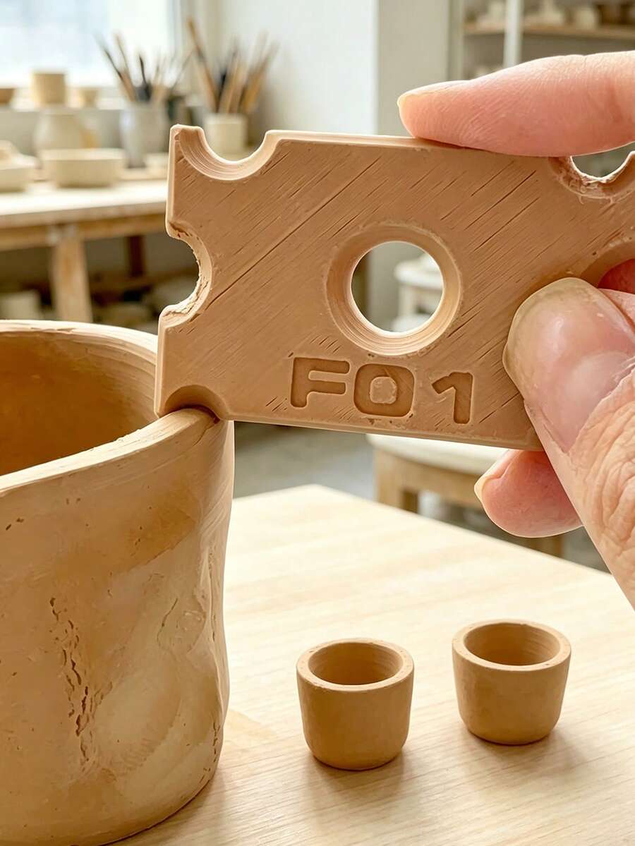 Ceramic Trimming And Shaping Repair Tool, Asymmetrical Clay Sealing Tool, Pottery Tool, Clay Auxiliary Tool, Clay Body Bottom Shaping Gauge/Foot Ring/Bottom Foot Trimming Ruler, Two Different Shaped Plastic Trimming Round Scrapers, Each Tool Can Correct 6 Different Thicknesses, Artisan Gift, Pottery Enthusiast Tool, Birthday Gift, Holiday Gift - Multicolor - View 1
