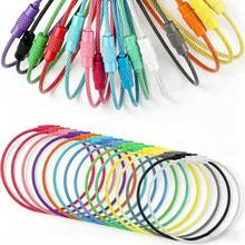 28/48pcs Random Color Stainless Steel Wire Key Rings, Steel Cable Loop Screw Lock Rope Key Fobs, Key Chain Rings, Outdoor Tools - Multicolor - View 2