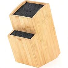 Hans Cucina Knife Block – Wood-Free Knife Holder (Bamboo Brown, Slanted Square Shape) - Bamboo Brown - View 9