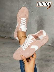 Hidkat 女款休閒運動鞋 平底輕量舒適健身健走鞋 滑板鞋 - 05粉色 - 查看 2