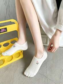 Women's Invisible Low-Cut Socks, Thin Summer Low-Cut Ankle Socks, Breathable Comfortable Non-Slip Heel Invisible Socks, Suitable For Low-Cut Flat Shoes - White - View 8