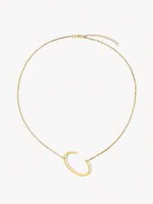 Opalesca 1pc Letter Pendant Necklace, Stainless Steel Jewelry - Yellow Gold - View 27