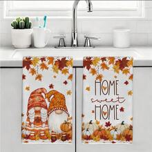 MEMNUN 2 Pcs Cartoon Autumn Couple Gnome Pumpkin Maple Leaf Printed Pattern Kitchen Towels Dish Cloths Super Fine Microfiber Polyester Material Home Sweet Home Cozy Home Decor Hand Towels Thanksgiving Home Fabric Hanging Towels Home Decor, Kitchen Decor, Fall Decor Suitable For Restaurant Kitchen Home Decor And Gift Giving 40*60cm/45*70cm - Multicolor - View 10