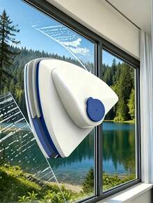 Double-Sided Magnetic Window Cleaning Tool Glass Cleaner Magnetic Exterior Window Cleaning Brush With Dual Water Tank And Squeegee System Surface Glass Cleaning Brush High-Rise Exterior Window Cleaning Brush Home Glass Cleaner Hands-Free Rotating Design - Multicolor - View 1
