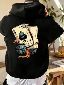 Men's Casual Minimalist Drawstring Hoodie - Black - View 4