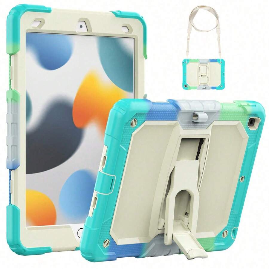 适用于 iPad (A16) 第 11 代/Air11/Air13 M3 (2025) 第 9/8/7 代 (2021/2020/2019) 的重型防震保护壳，坚固耐用的硬壳保护套，内置支架，适用于 10.2 英寸 iPad 2021/2020/2019。