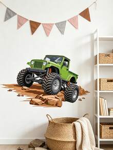 Wall Decals With Monster Trucks In Watercolor, Pink And Purple, Stickers For Boys' Toddler Rooms - Multicolor - View 15