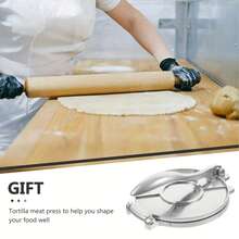 1pc Tortilla Press-A Tool For Making Tortillas, Tacos, Flatbreads, And Dumpling Wrappers; Aluminum Press (Silver)-Easy To Clean; Suitable For Tortillas, Pizza Dough, Dumpling Wrappers, And Bread Dough.Suitable For Home And Professional Use. - Multicolor - View 5