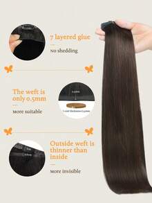 DOORES Seamless PU Clip-In Hair Extensions 7pcs 110g Dark Brown 100% Human Hair Invisible Comfortable Natural Blend Suitable For Women And Girls Easy to Wear - S2 - View 4