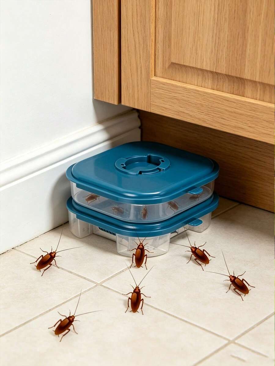 Reusable Insect Trap Box - Effective Cockroach Catcher, No Bait Needed, Suitable For Cockroaches, Spiders, Ants, Essential Home Pest Control For Apartments - C - View 1
