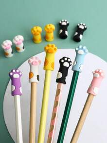 10pcs Cute Cat Paw Shaped Pencil Caps/Cartoon Pencil Holders, Silicone Pencil Protectors, Suitable For Elementary Students, Boys And Girls Back To School Season (Random Color And Style) - Random Style - View 6