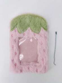 1pc Strawberry Plush Photo Card Holder Keychain, Soft Fluffy 3-Inch Idol Photo Card Holder, Cute Aesthetic Photo Card Display Storage Bag Pendant, Suitable For Fans - Multicolor - View 7