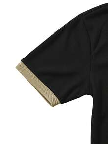 Hidkat Men's Summer New Colorblock Waffle Knit Polo T-Shirt, Lightweight And Breathable, Fit, Suitable For Casual Wear And Outdoor Hiking - Black - View 6