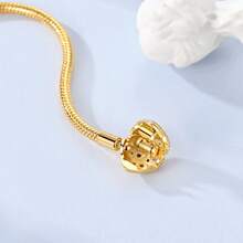 1 pieza Pulsera con diseño de corazón estrellado brillante dorado - Brazalete de cadena de serpiente multifuncional adecuado para colgantes de cuentas personalizados - Dorado - Ver 3