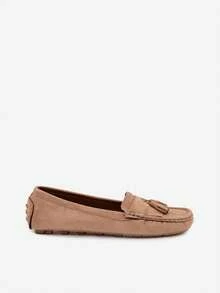 Women's Classic Loafers With Decorative Fringes Comfortable And Timeless Green Red Beige Blue Brown Black - Beige - View 7