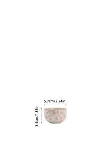 1pc/2pcs/4pcs Beige Ru Yao Peach Branch Pink Ceramic Tea Cup, Can Be Nurtured And Develop Crackle, Kung Fu Tea Set, Personal Small Single Cup - Multicolor - View 2