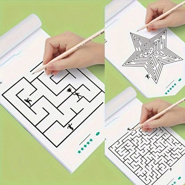 64 Pages Focus Maze Training Book, Maze Game Book, Student Maze Training Book, Thinking Development Attention Game Educational Game, Holiday, Vacation, Halloween, Christmas Gift, Chinese Version