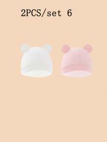 2pcs Cute Bear Ear Baby Knitted Hats, Soft Elastic Newborn Hats, 0-4 Months Universal Baby Hospital Hats, Cute Baby Hats, Suitable For Nursery And Daily Wear - Multicolor - View 18