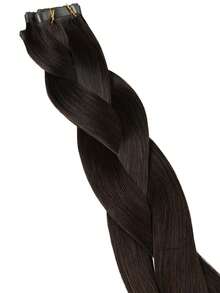 Drak Brown Injected Hole Butterfly Weft Human Hair Extensions Twin Tab Weft Invisible #2 Brown Hole Weft Micro-Loop Real Human Hair Extensions Silk Straight Seamless PU Tape-In Hair Extensions - S2A - View 7