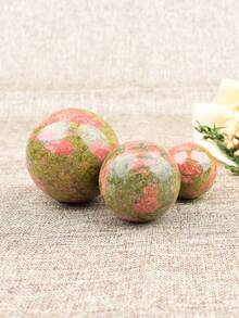 1pc Natural Green Fluorite Crystal Ball Polished Mineral Specimen Craft Round Ball With Base Home Decor Meditation Healing Energy Stone - Green Stone Sphere - View 4