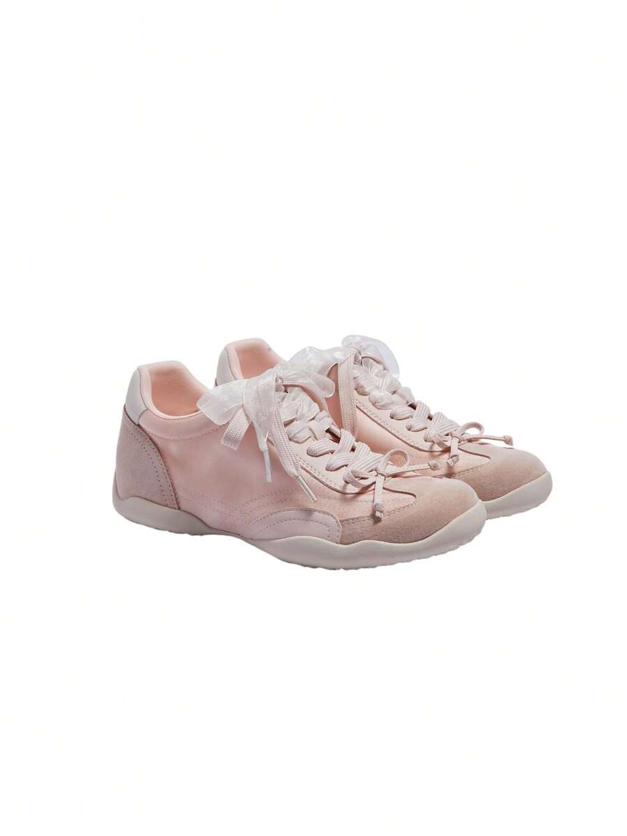 CAMEL CROWN Women's Autumn Vintage Platform Casual Sneakers, Bow-Knot Ballet Style German Training Shoes - Pink - View 1