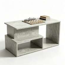 Stylish Coffee Table, Desk, Gathering Table, Side Table, Tea Table, End Table, Storage Table, Organizer Table, Nightstand, Grey Faux Stone Texture, Suitable For Apartments, Rental Homes, Bedrooms, Living Rooms, Studies. - Coffee Table - View 10