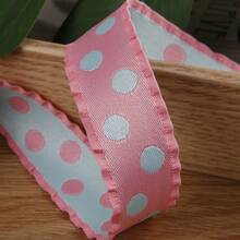 Ruffle Edge Contrast Color Polka Dot Woven Ribbon DIY Bow Hair Accessory Shoe Flower Gift Floral Material Satin Ribbon Skirt Trim - Multicolor - View 27