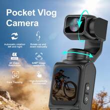 POCKET High-Definition 4K Pocket Action Camera, 330° Automatic Left-Right Tracking Rotating Video Recorder, Equipped With 1.72-Inch Touch High-Definition Display Screen, 12 Million Effective Pixels, WIFI Connection For Instant Photo Sharing, One-Click Rotating Selfie Vlog Camera, 18x Digital Focus, Supports USB Charging, Comes With Tripod, Convenient For Carrying And Use. - 查看 2