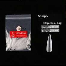 50Pcs Long Stiletto Nail Tips | Ultra-Thin Semi-Frosted Full Cover | Clear Pointed Fake Nails For Press On DIY - 無色 - 查看 4