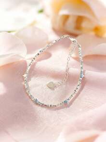 1pc S925 Sterling Silver Korean Style Ins Gentle Broken Silver Star Bracelet, Minimalist Elegant Cool Elegant Niche Exquisite Personalized Sweet Cute Hand Jewelry, Versatile Fashion Gift For Daily Commute, Gathering, Party - Star - View 1
