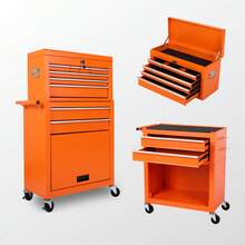 Tool Chest, 8-Drawer Rolling Tool Storage Cabinet With 2 In 1 Detachable Top Tool Box, Liner, Lockable Wheels, Side Hooks, Metal Tool Cart For Garage-XY50162 - Multicolor - View 4
