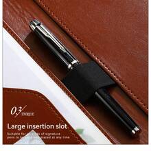 1件多口袋PU皮革A4商務文件夾，附金屬夾、筆環與卡槽，復古防水會議文件收納包，適合辦公室會議與銀行使用 - 501 - 查看 11