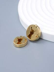 11pcs Gold & Silver U-Shaped Round Flat Metal Buttons, DIY Clothing Decoration Accessories For Jeans, Skirts, Denim Jackets - 11PCS - View 12