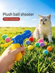 Fun DIY Plush Cat & Dog Teaser Toy, Interactive Launching Training Toy Gun Set, Indoor Exercise Boredom Relief Interactive Fun, Strengthen Bond, Silent High-Elastic Plush Ball, Launching Gun (Toy Gun Color Random) - Multicolor - View 3