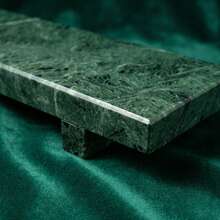 1pc Dual-Foot Design Natural Marble Tray, 5 Colors Available, Jewelry Storage, Bathroom/Entryway/Desktop Luxury Decor - Dark Green - View 4