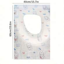 Disposable Toilet Seat Covers 20/50pcs/Pack, Cute Rabbit & Heart Pattern, Extra Long & Wide Design, Hygienic & Soft, Portable Bathroom Supplies, Cute Animal Print, Random Color - Multicolor - View 4