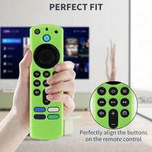 [2入組] Fire TV Stick 遙控器螢光矽膠保護套，防震保護殼附掛繩，適用 Fire TV Stick 4K Select、4K Plus、HD、第3代與 4K Max（螢光綠/螢光藍） - 查看 2