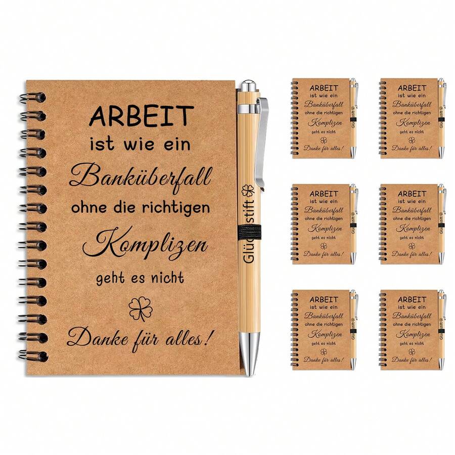 Dankeschön Geschenk Set – 6 Stifte und 6 Notizbücher als kleine Aufmerksamkeit-Incentives Supplies - A - Übersicht 1