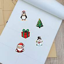 500PCS/Roll Shaped Christmas Stickers Roll Red Christmas Stickers Christmas Snowflake Gingerbread Man Christmas Gift Stickers Suitable For Small Businesses Self-Adhesive Minimalist Elegant Sealing Stickers Labels For Envelope Sealing Party Gifts Adhesive Labels Decorative Stickers - Cartoon - View 4