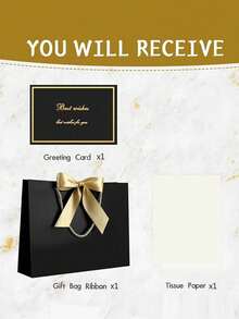 4pcs/Set Gift Bags, Includes 1 Gift Bag, 1 Tissue Paper And 1 Card With Ribbon, Shopping Bag, Suitable For Girls, Wedding Party, Christmas, Thanksgiving, New Year, Girlfriend Party, Valentine's Day And Other Occasions - Multicolor - View 4