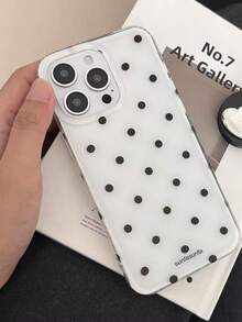 1件白色黑波點手機殼，極簡全包防摔軟殼，適用於 iPhone 17/16/15/14/13/12/11 Pro Max，美式 Ins 風格手機保護殼，小眾設計 - 白色 - 查看 7