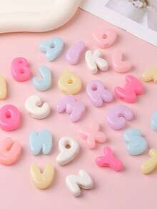 240G Approximately 80pcs Fun Colored 3D Letter Beads, Uniquely Designed Letter Acrylic Large Hole Acrylic Letter Beads, English Beads, Used For Necklace, Bracelet, And Mobile Phone Decoration Chain Loose Beads - Jewelry Making Beads, - Multicolor - View 11