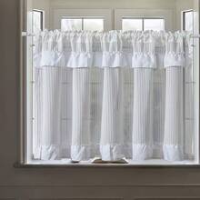 1PC New Japanese Style White Pleated Curtain With Double Layer White Sheer Edge Designer Window Curtain Small Window Curtain Kitchen Multi-Purpose Translucent Decorative Curtain Rod Pocket Design Decorative Small Window Curtain Kitchen Cafe Curtain Fresh Style Finished Rod Pocket Short Curtain - Beige - View 7