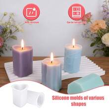 4pcs Candle Silicone Molds, Pillar Candle Molds, Reusable Cylindrical/Hexagonal/Heart/Flower/Square Shaped Resin Molds, Soft Silicone Smooth Demolding, Suitable For Handicrafts, Candle Making, Resin Casting, Handmade Soap Making - Transparent - View 2
